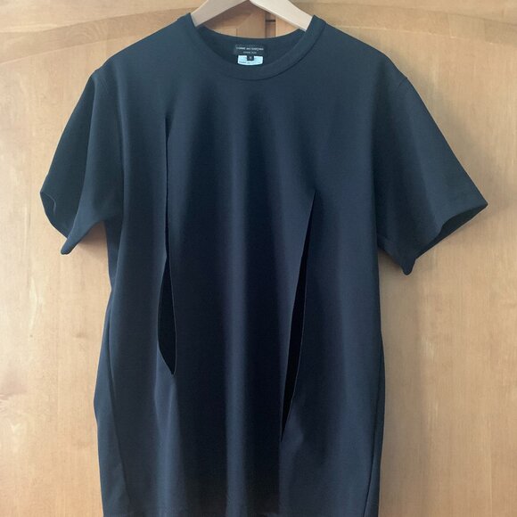 black Comme des Garcons Homme Plus vertical slits t-shirt size M - Picture 1 of 8